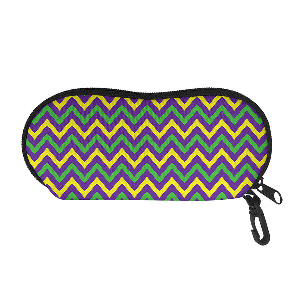 Mardi Gras Chevron Pattern Print Glasses Case