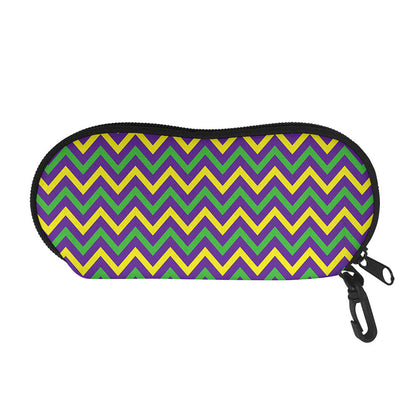 Mardi Gras Chevron Pattern Print Glasses Case