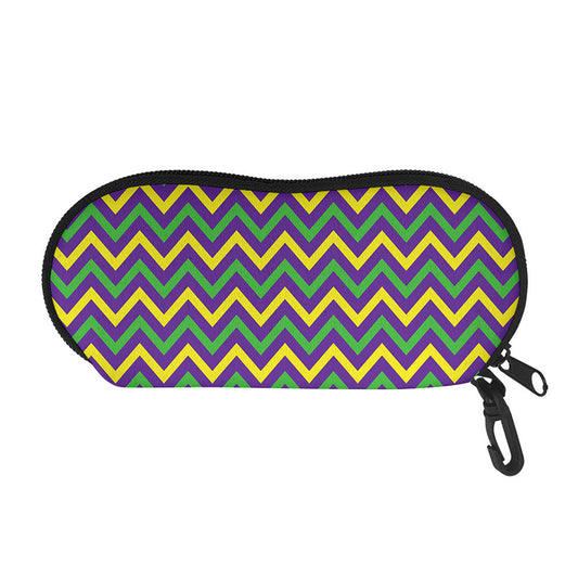 Mardi Gras Chevron Pattern Print Glasses Case