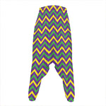 Mardi Gras Chevron Pattern Print Hammer Pants