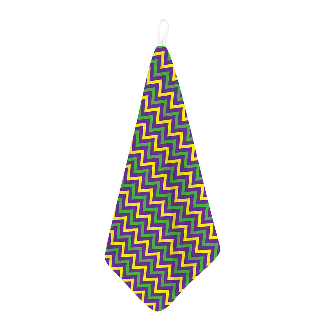 Mardi Gras Chevron Pattern Print Hand Towel