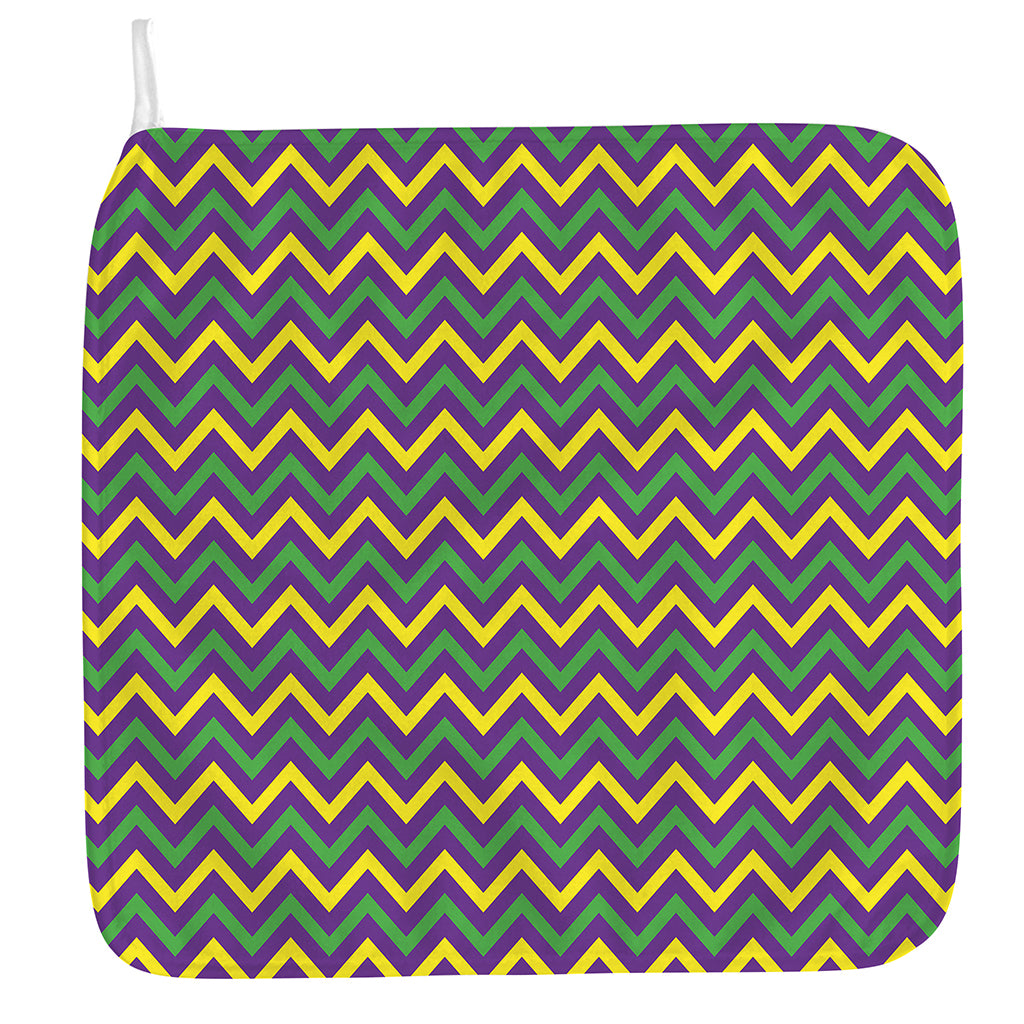 Mardi Gras Chevron Pattern Print Hand Towel