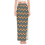 Mardi Gras Chevron Pattern Print High Slit Maxi Skirt