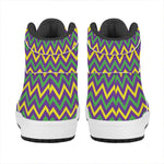 Mardi Gras Chevron Pattern Print High Top Leather Sneakers