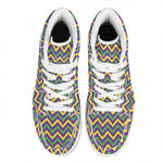 Mardi Gras Chevron Pattern Print High Top Leather Sneakers