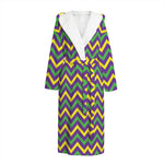 Mardi Gras Chevron Pattern Print Hooded Bathrobe