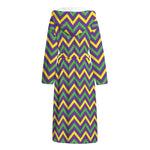Mardi Gras Chevron Pattern Print Hooded Bathrobe