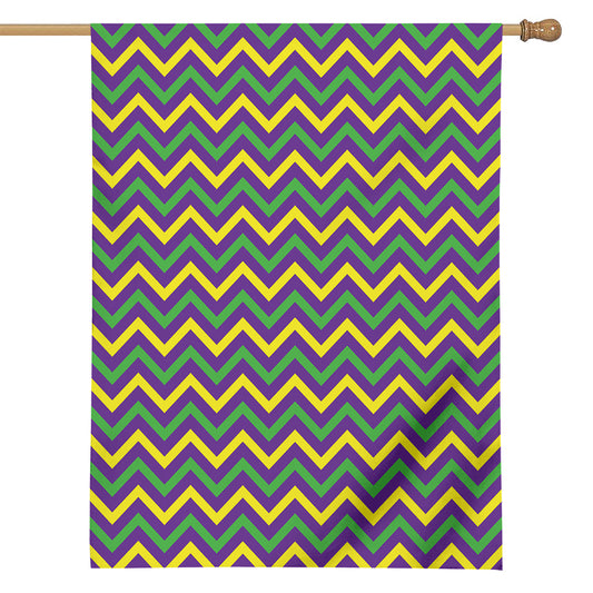 Mardi Gras Chevron Pattern Print House Flag