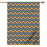 Mardi Gras Chevron Pattern Print House Flag