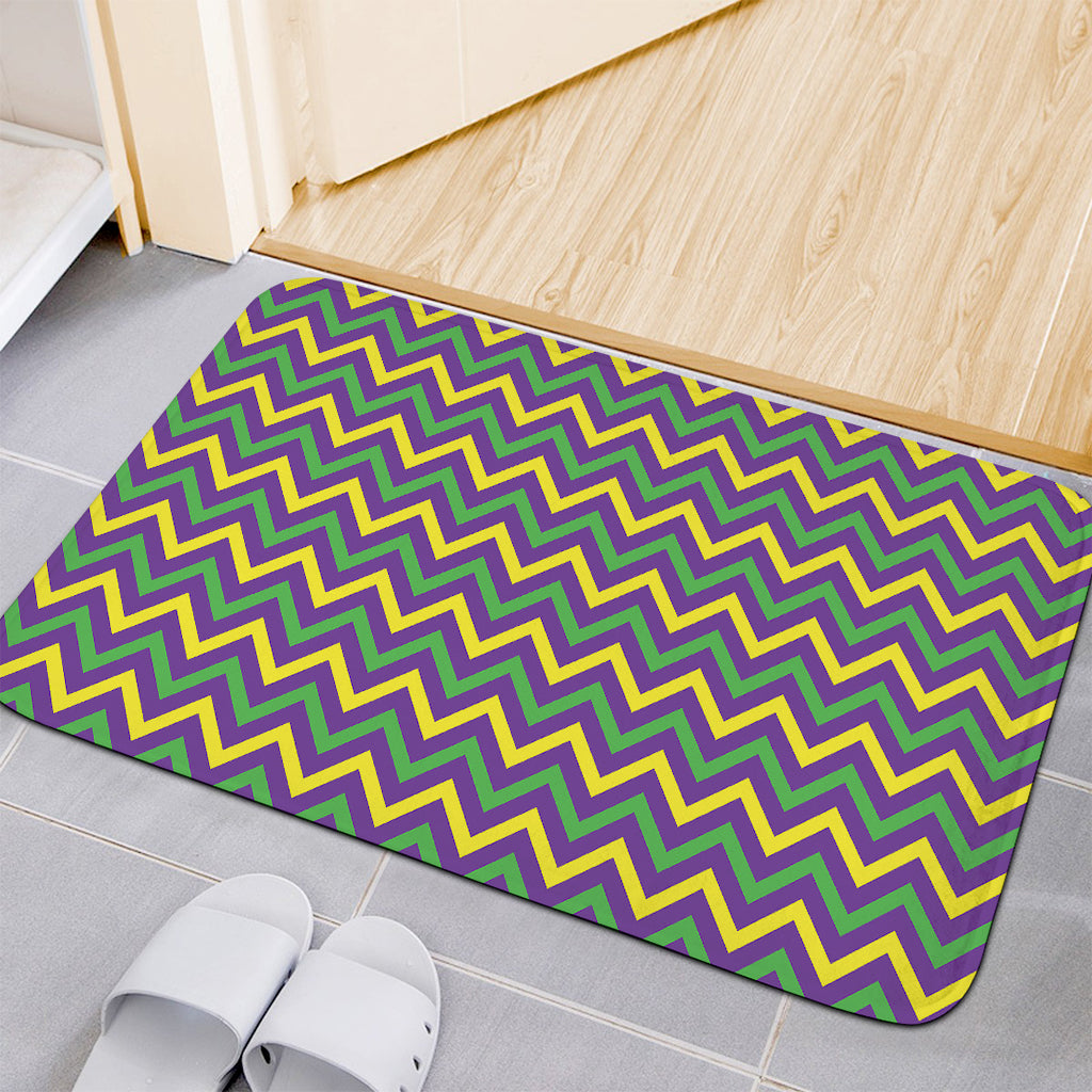 Mardi Gras Chevron Pattern Print Indoor Door Mat