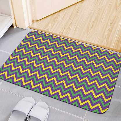 Mardi Gras Chevron Pattern Print Indoor Door Mat