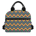Mardi Gras Chevron Pattern Print Insulated Lunch Bag