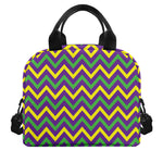 Mardi Gras Chevron Pattern Print Insulated Lunch Bag