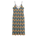 Mardi Gras Chevron Pattern Print Jersey Midi Cami Dress