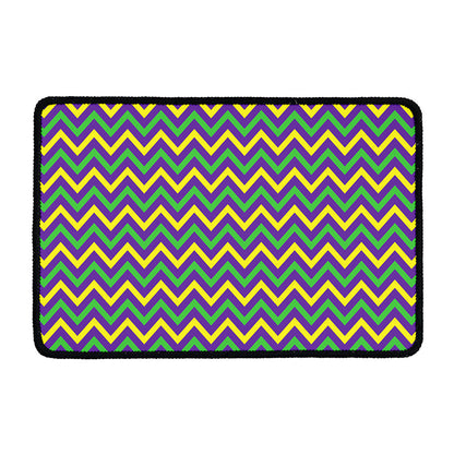 Mardi Gras Chevron Pattern Print Kitchen Mat