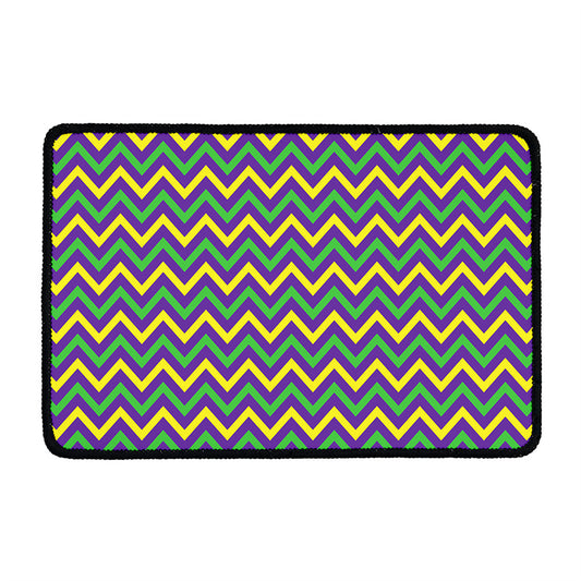 Mardi Gras Chevron Pattern Print Kitchen Mat