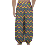 Mardi Gras Chevron Pattern Print Lantern Pants