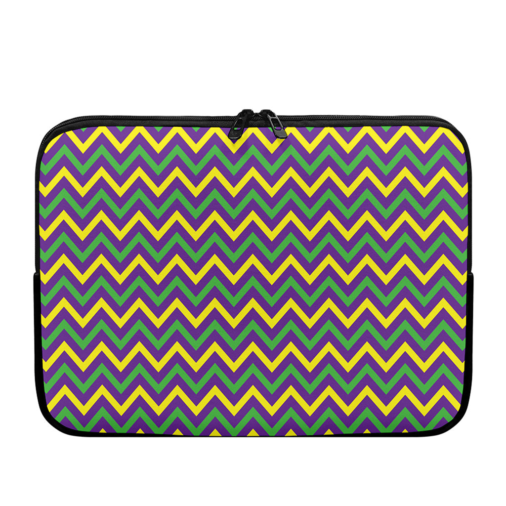Mardi Gras Chevron Pattern Print Laptop Sleeve