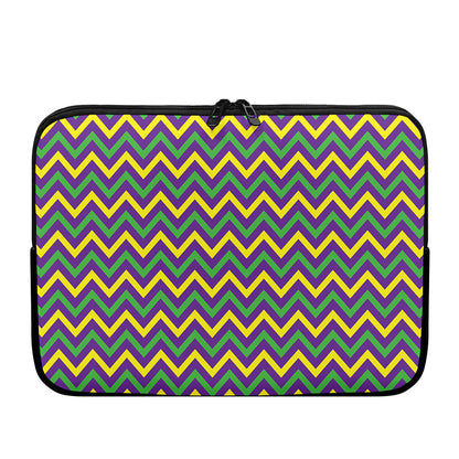 Mardi Gras Chevron Pattern Print Laptop Sleeve