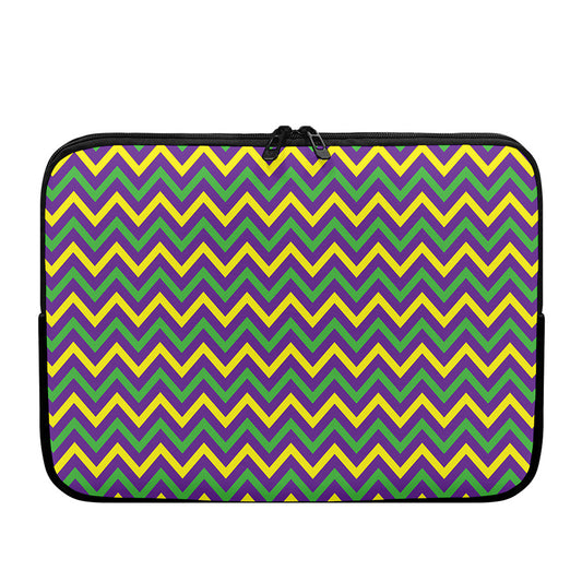 Mardi Gras Chevron Pattern Print Laptop Sleeve