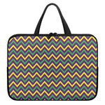 Mardi Gras Chevron Pattern Print Laptop Sleeve With Handle