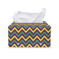Mardi Gras Chevron Pattern Print Leather Tissue Box Cover