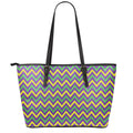 Mardi Gras Chevron Pattern Print Leather Tote Bag With Zipper