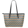 Mardi Gras Chevron Pattern Print Leather Tote Bag