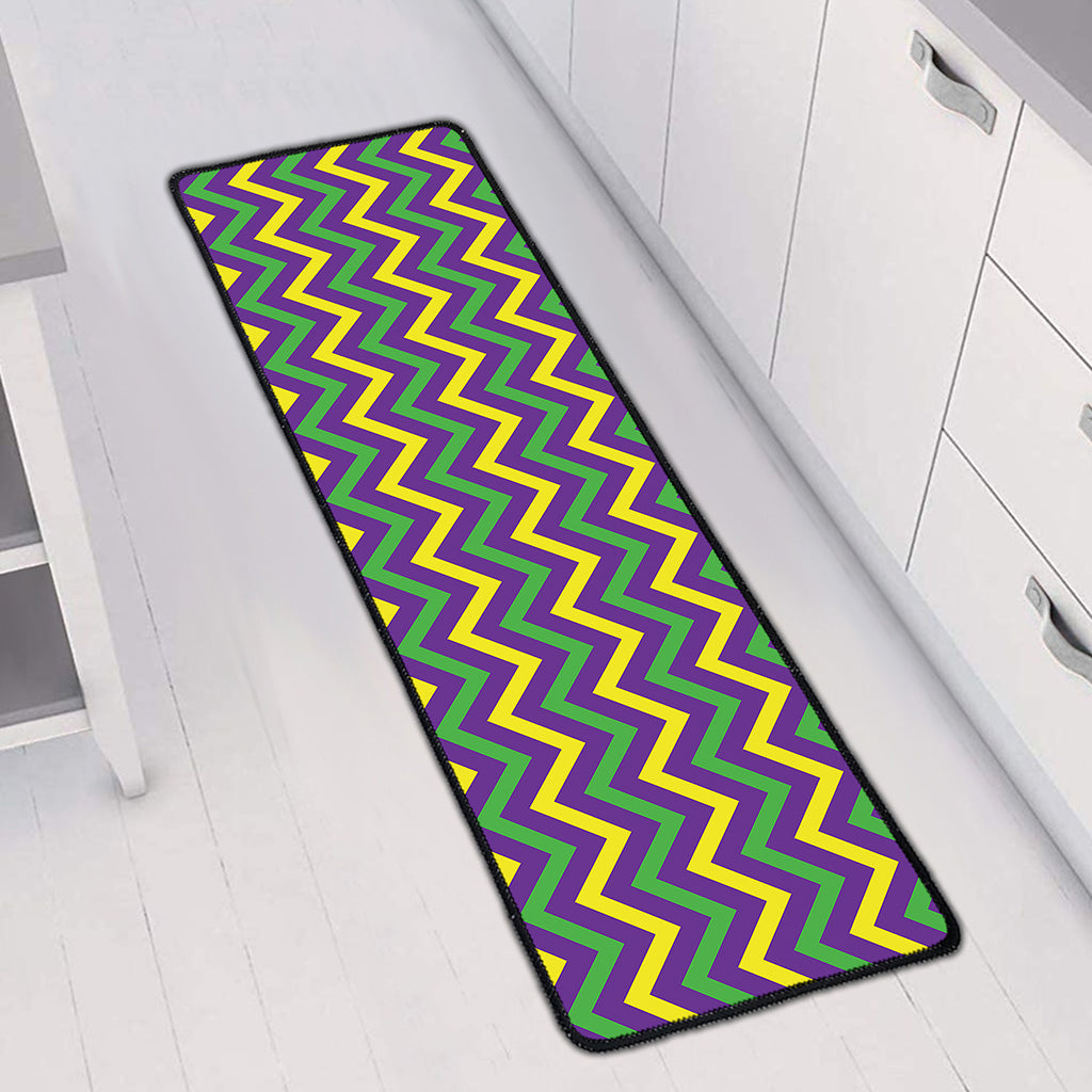 Mardi Gras Chevron Pattern Print Long Kitchen Mat