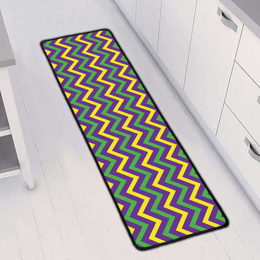 Mardi Gras Chevron Pattern Print Long Kitchen Mat