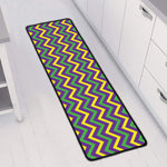 Mardi Gras Chevron Pattern Print Long Kitchen Mat