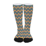 Mardi Gras Chevron Pattern Print Long Socks