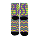 Mardi Gras Chevron Pattern Print Long Socks