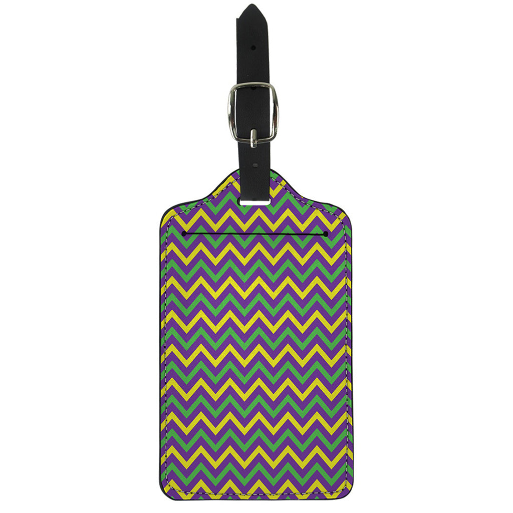 Mardi Gras Chevron Pattern Print Luggage Tag