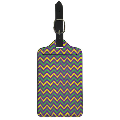 Mardi Gras Chevron Pattern Print Luggage Tag