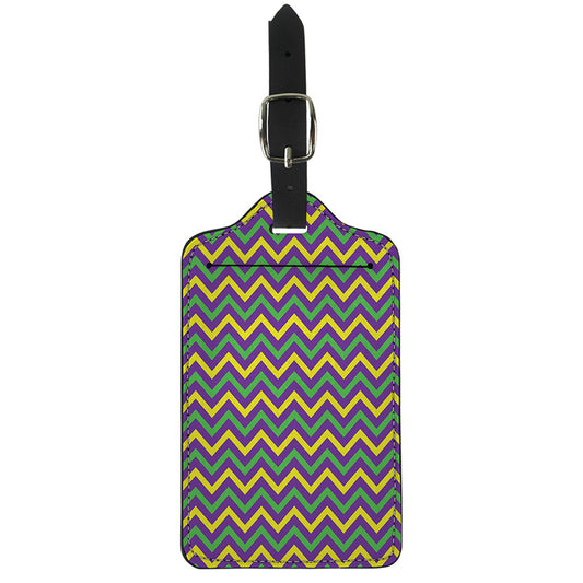 Mardi Gras Chevron Pattern Print Luggage Tag