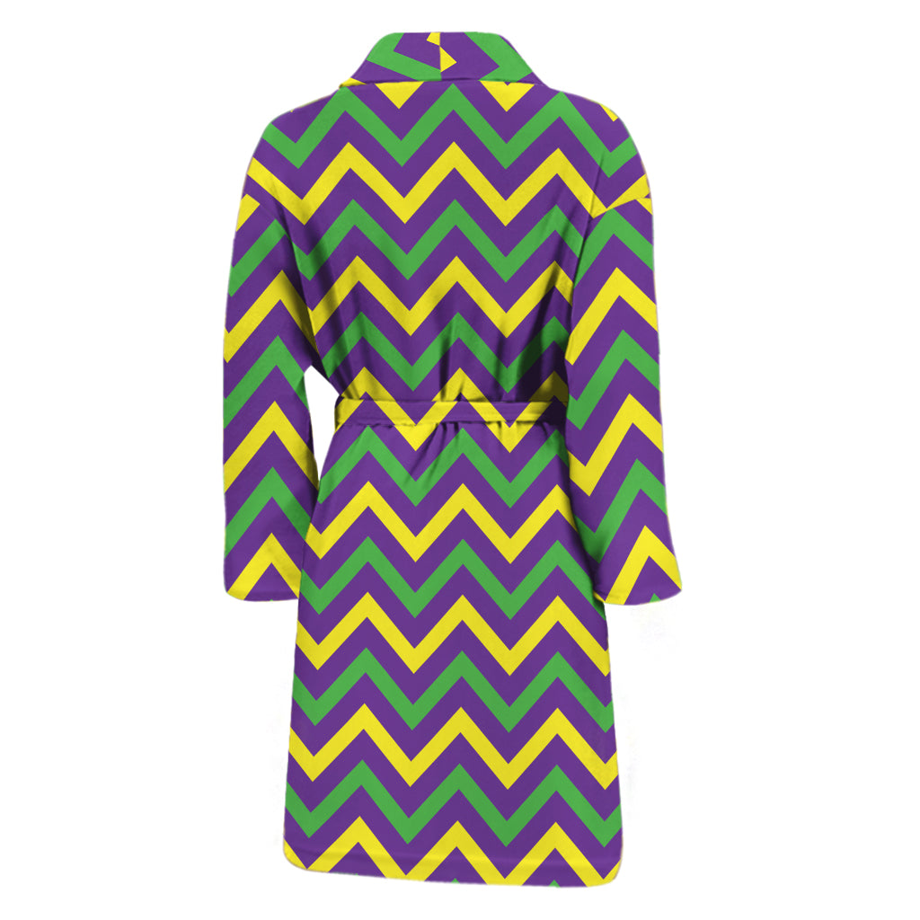 Mardi Gras Chevron Pattern Print Men's Bathrobe