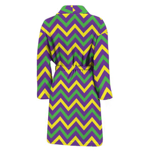 Mardi Gras Chevron Pattern Print Men's Bathrobe