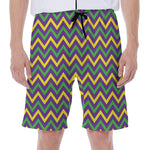 Mardi Gras Chevron Pattern Print Men's Beach Shorts