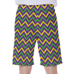 Mardi Gras Chevron Pattern Print Men's Beach Shorts