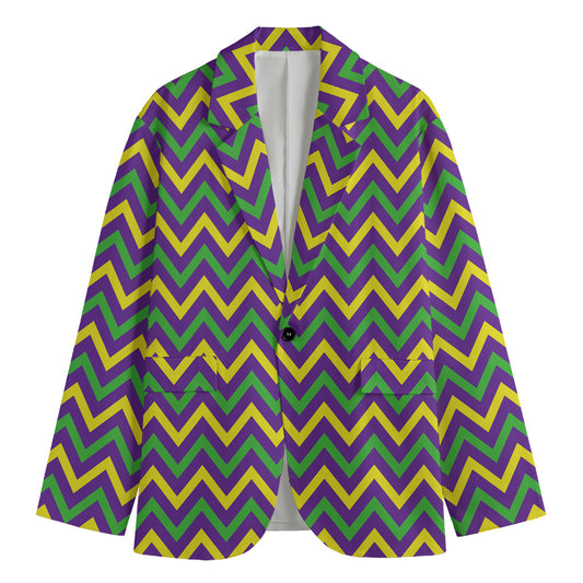 Mardi Gras Chevron Pattern Print Men's Blazer