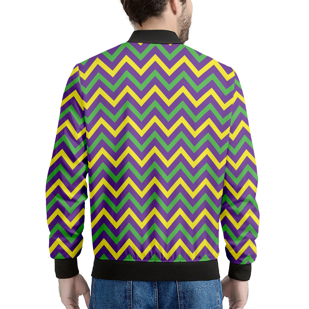 Mardi Gras Chevron Pattern Print Men's Bomber Jacket