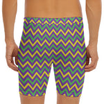 Mardi Gras Chevron Pattern Print Men's Long Boxer Briefs