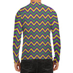 Mardi Gras Chevron Pattern Print Men's Long Sleeve Rash Guard
