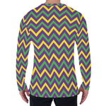 Mardi Gras Chevron Pattern Print Men's Long Sleeve T-Shirt