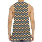 Mardi Gras Chevron Pattern Print Men's Muscle Tank Top