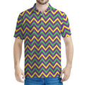 Mardi Gras Chevron Pattern Print Men's Polo Shirt