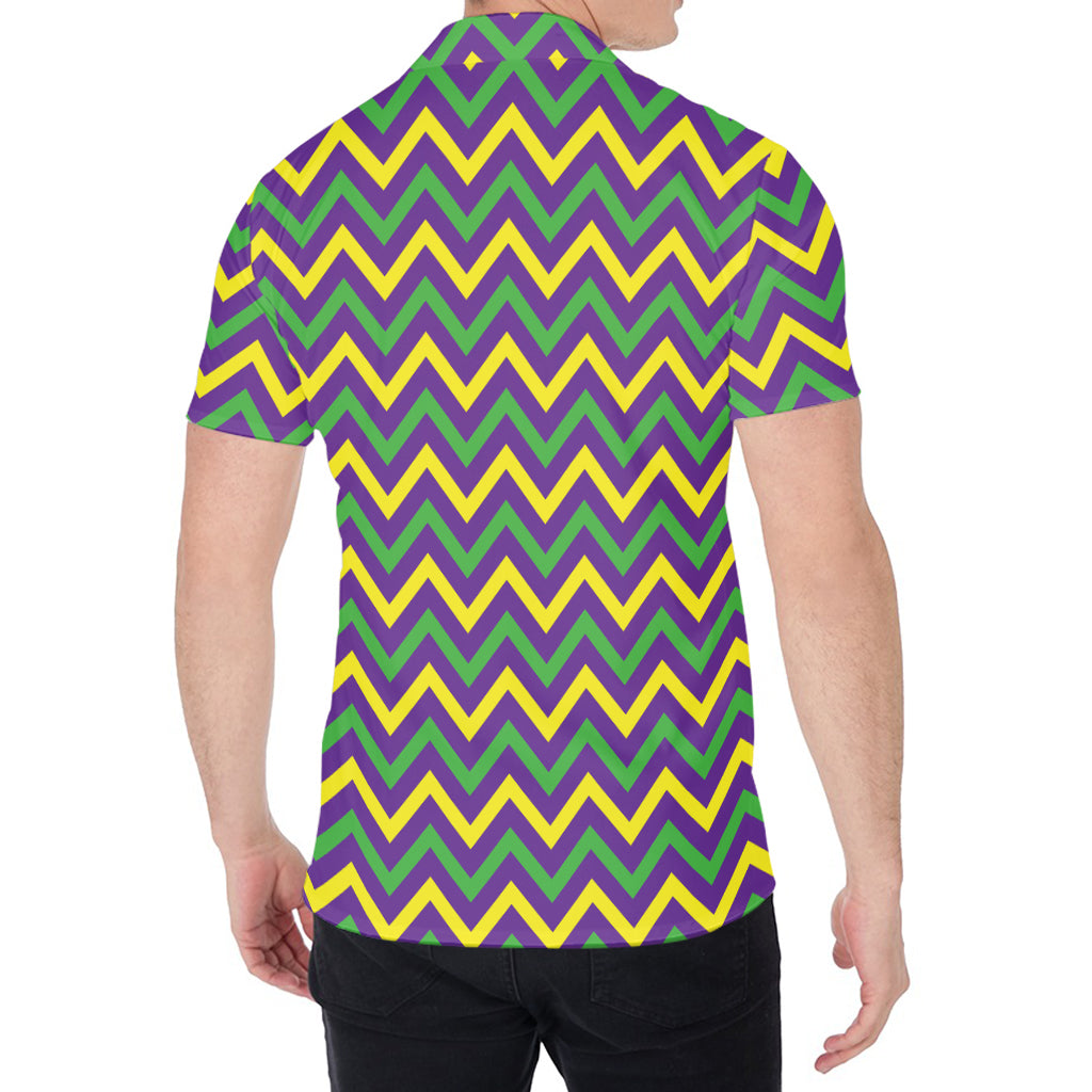 Mardi Gras Chevron Pattern Print Men's Shirt