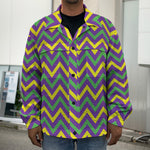 Mardi Gras Chevron Pattern Print Men's Shirt Jacket