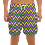 Mardi Gras Chevron Pattern Print Men's Split Running Shorts